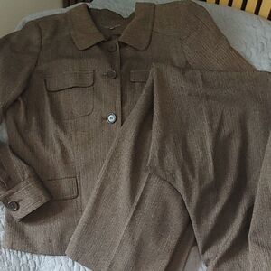 Addition Elle Brown Striped Pants & Blazer Sz 14